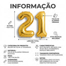 Balão Metalizado Números 0-9 Dourado 40cm