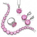 Conjunto Luxo em Cristal de Zircônia Rosa