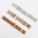 Smartwatch Redondo Aço Inox Pulseira Couro