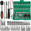 46pc conjunto de soquete de unidade 1/4 polegada chave catraca conjunto com soquetes métricos hex bit soquete conjunto kits ferramentas mecânicas para reparo automóvel hous