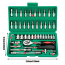 46pc conjunto de soquete de unidade 1/4 polegada chave catraca conjunto com soquetes métricos hex bit soquete conjunto kits ferramentas mecânicas para reparo automóvel hous