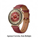 Smartwatch Redondo Aço Inox Pulseira Couro